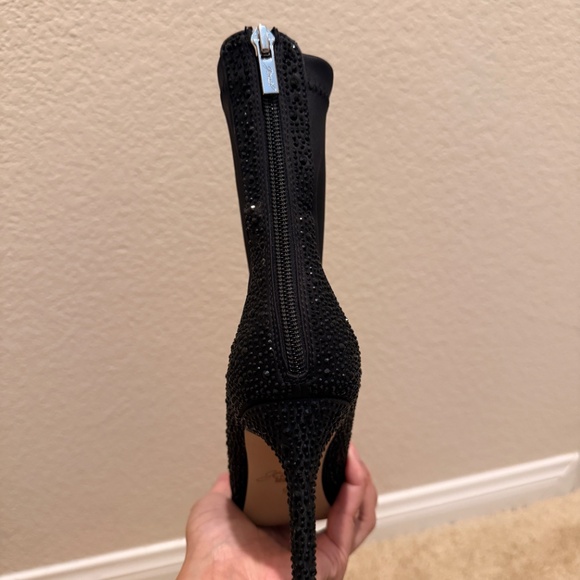 Jewel Badgley Mischa Satin Crystal Embellishments Boots - Picture 3 of 4